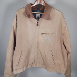 Carhartt Vintage J01 BRN Detroit Canvas Duck Jacket Blanket Lined Tan USA 56